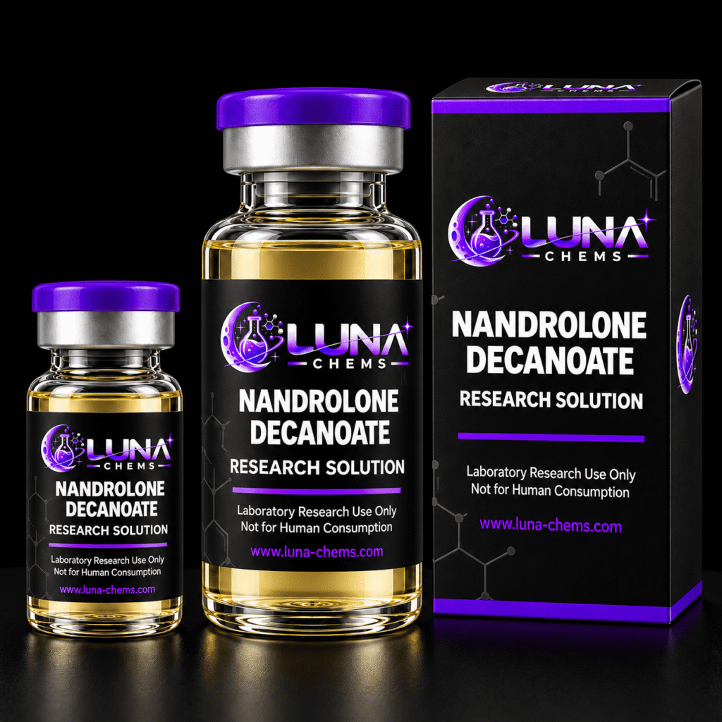Online advertisement showcasing Nandrolone Decanoate for sale with pricing and shipping details.