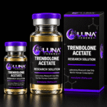 Trenbolone acetate displayed on a website for online ordering, showcasing its label and dosage information.